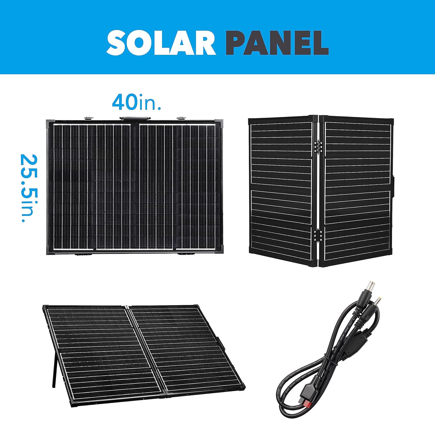 Pulsar 100-Watt 24-Volt Portable Solar Panel for Power Station and RV,Black