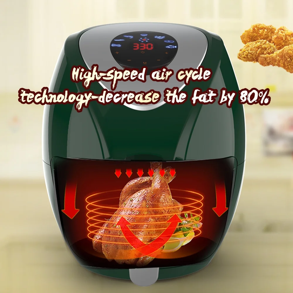 KAPAS Electric Air Fryer, 6.8 Quarts, 6.5 Liter Capacity and 7-in-1 One-Touch Screen Cook Presets with Additional Accessory