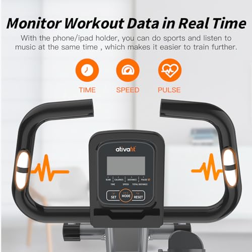 ATIVAFIT Exercise Bike Foldable Fitness Indoor Stationary Bike Magnetic 3 in 1 Upright Recumbent Exercise Bike for Home Workout