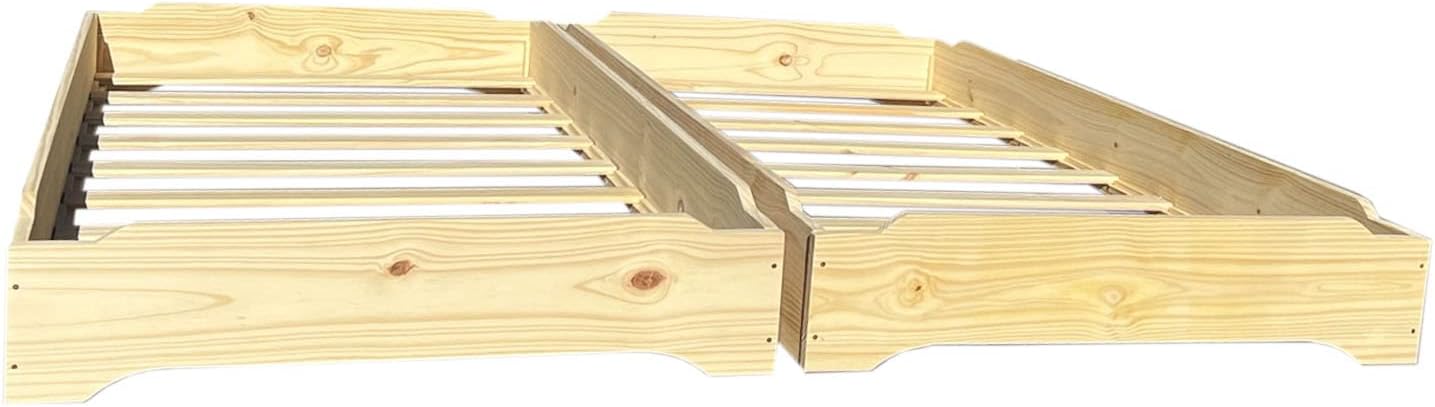 Stackable Beds - Set of Two - Twin over Twin Wooden Bed Floorbed Frame Unfinished -Easy to Assemble Solid Pine Wooden Bed Frame