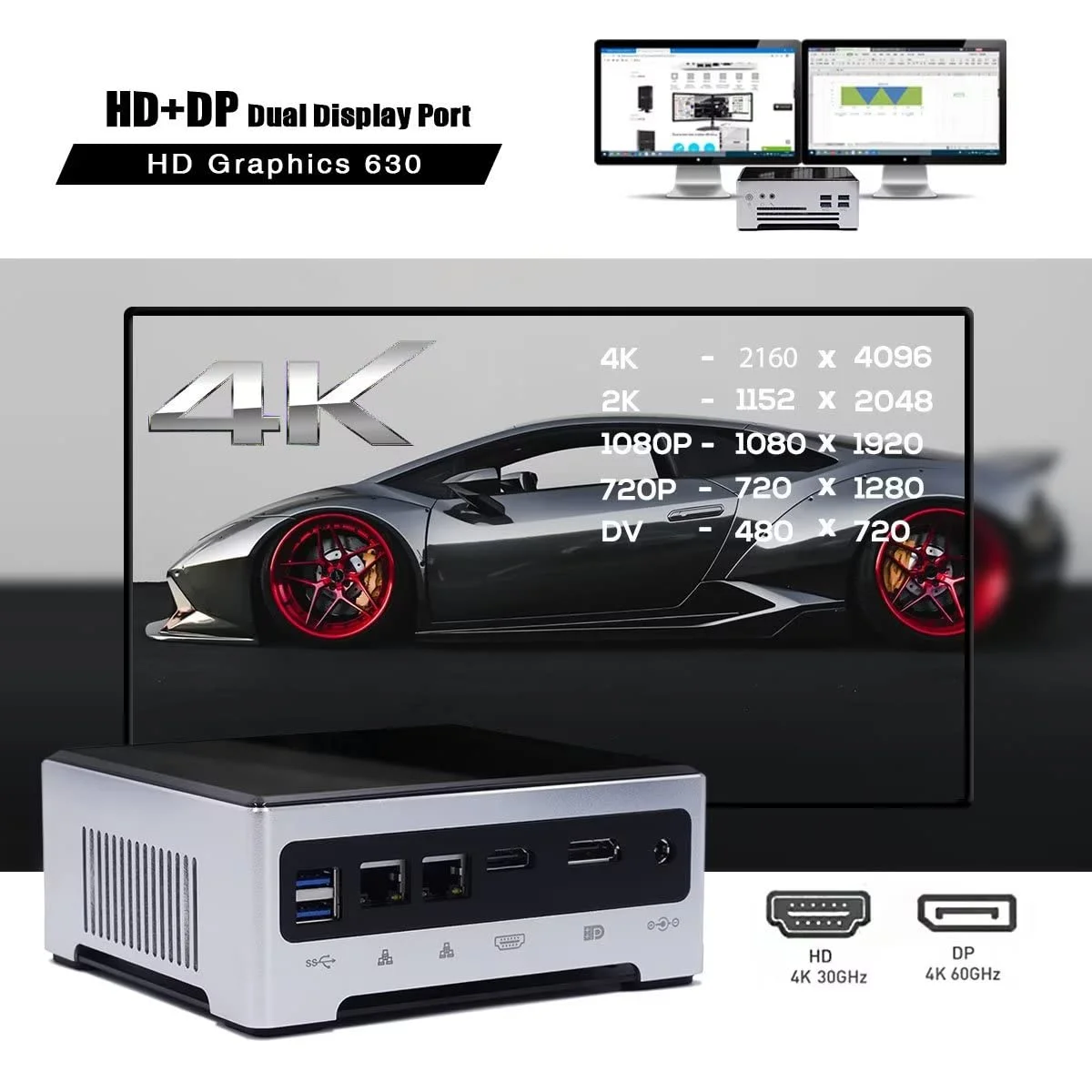 WEIDIAN NUC Mini PC Desktop PC DDR4 Octa Core i9 10880H 64GB RAM 1TB SSD 2LAN HD DP M.2 WiFi BT4.2 Windows 11 Pro Mini Business PC Built-in-Fan Mini Desktop Computer Small PC