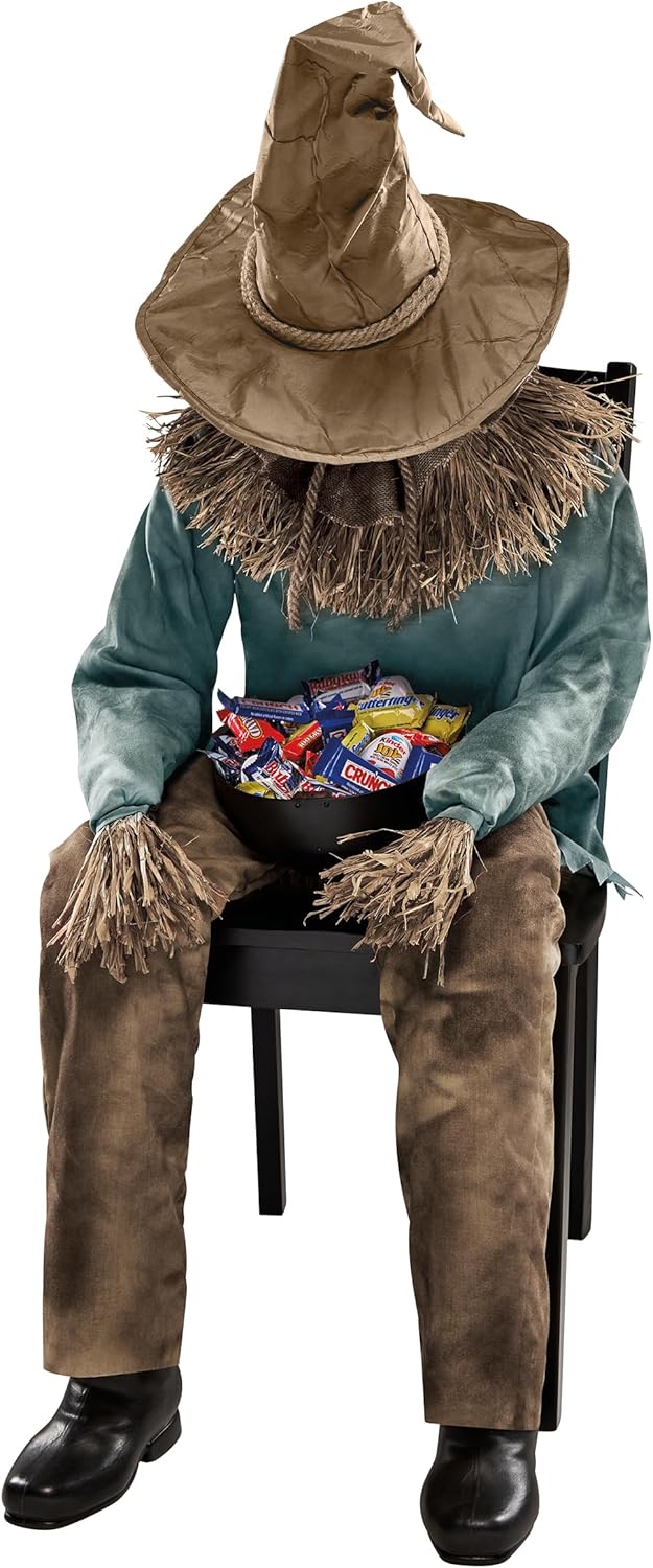Spirit Halloween 4.5 Ft Scary Sitting Scarecrow Animatronic | Decorations | Animated | Pop-up Motion | Scarecrow Prop