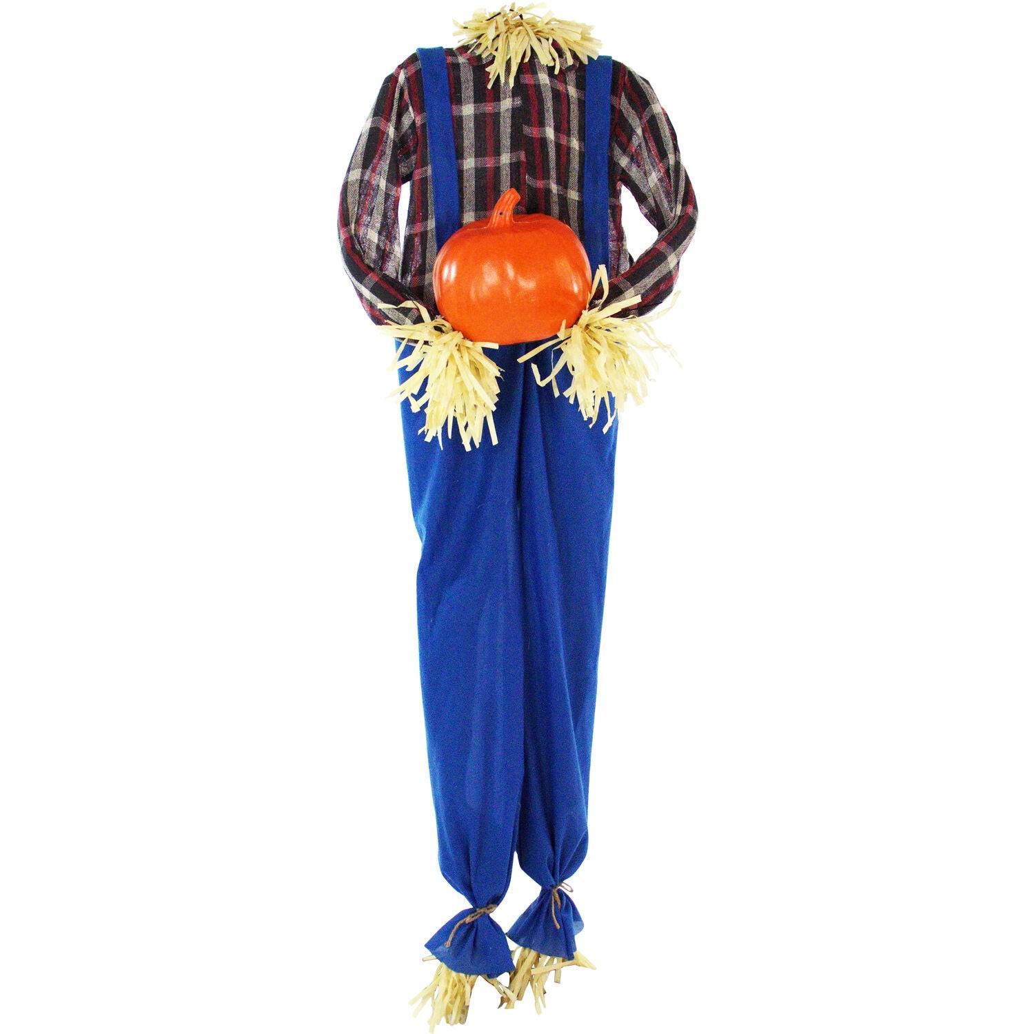 Haunted Hill Farm Life-Size Animatronic Scarecrow, Indoor/Outdoor Halloween Decoration, Light-Up Face Talking, Battery-Operated