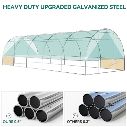 YITAHOME 44x10x7ft Greenhouse Extra Large Heavy Duty 4 Zipper Doors Outdoor Greenhouses 24 Windows Walk in Tunnel Green House Plant Gardening Upgraded Galvanized Steel Frame for Garden, White