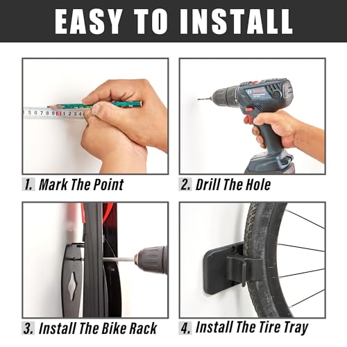 Wallmaster BIKEPAL Swivel Bike Rack, Wall Mounted Bike Storage System, Space Saving for Home and Garage, 4 Pack