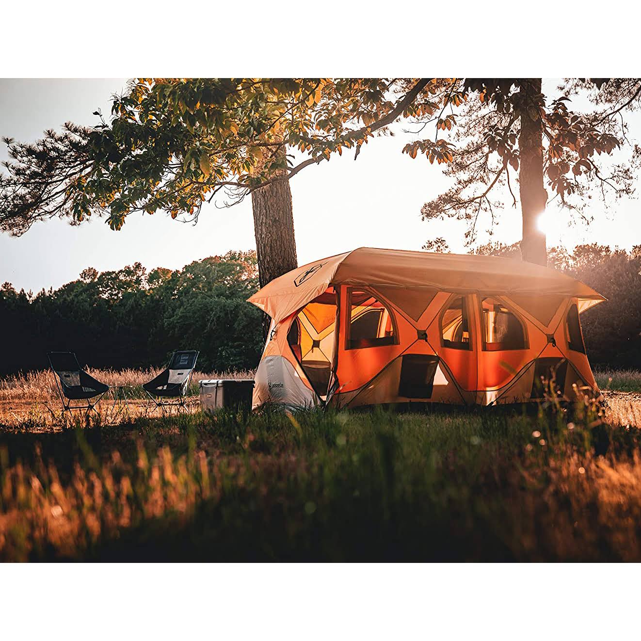 Gazelle T8 Extra Large 8 Person Portable Instant Pop Up Camping Hub Tent, Orange