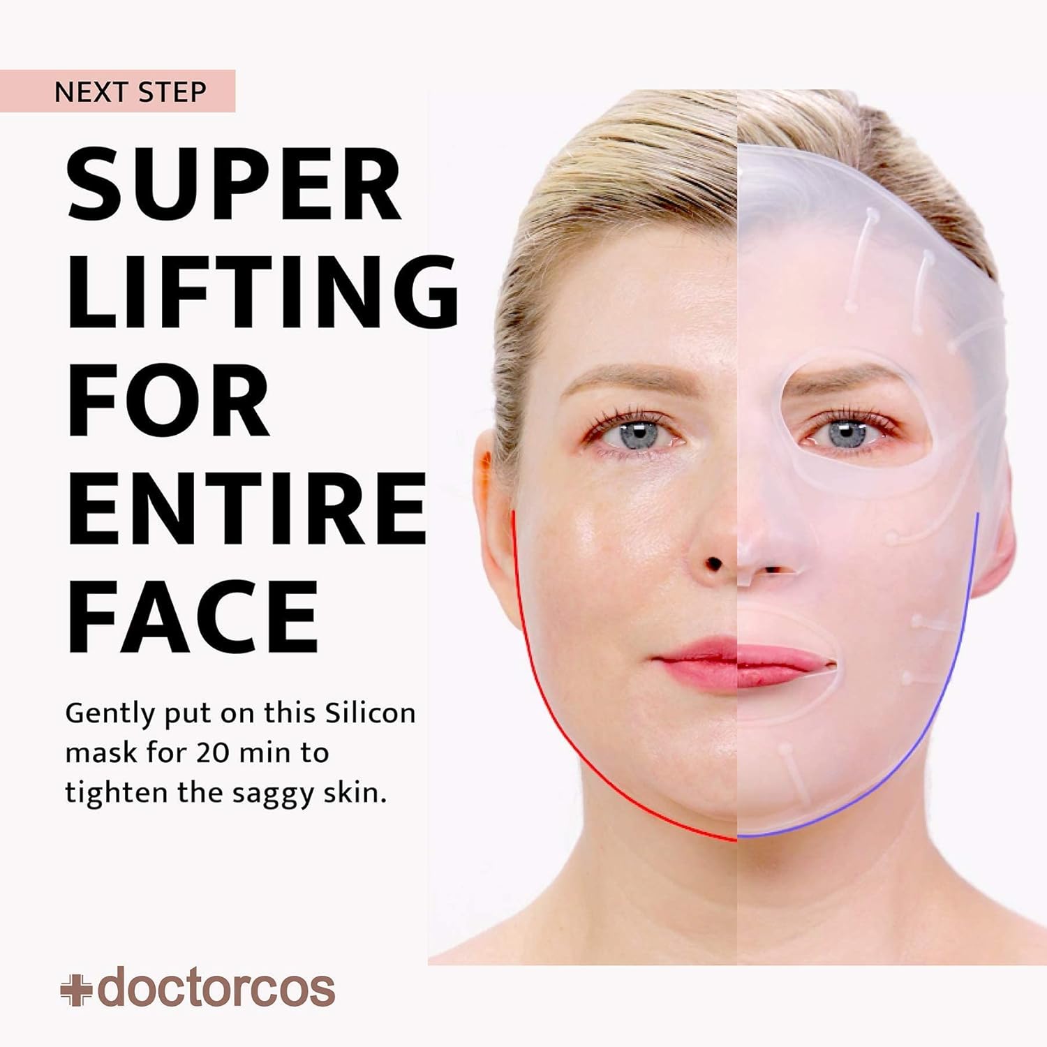 DOCTORCOS Silicone Skin Mask | Face Lifting Double Chin Reducer | V Line Lifting | Under Eye Mask | Forehead Wrinkles Treatment | Korean Skin Care Pack of 2