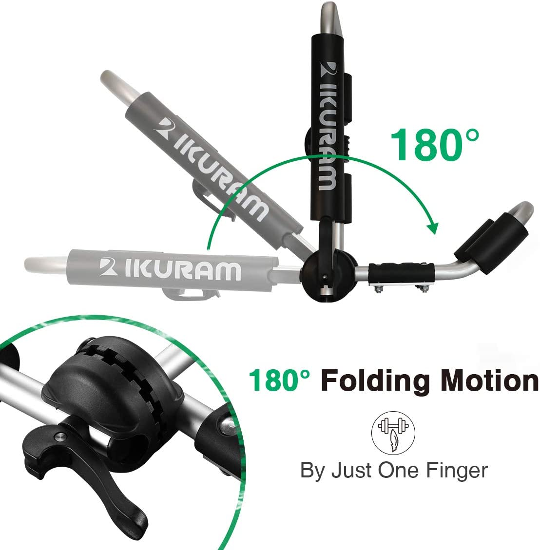IKURAM Kayak/Surf/Ski Roof Carrier Rack of J-Style Folding Universal Field & Stream 3-in-1 Multifunction for Canoe, SUP, Kayaks, Surfboard and Ski Board Rooftop Mount on SUV, Car and Truck