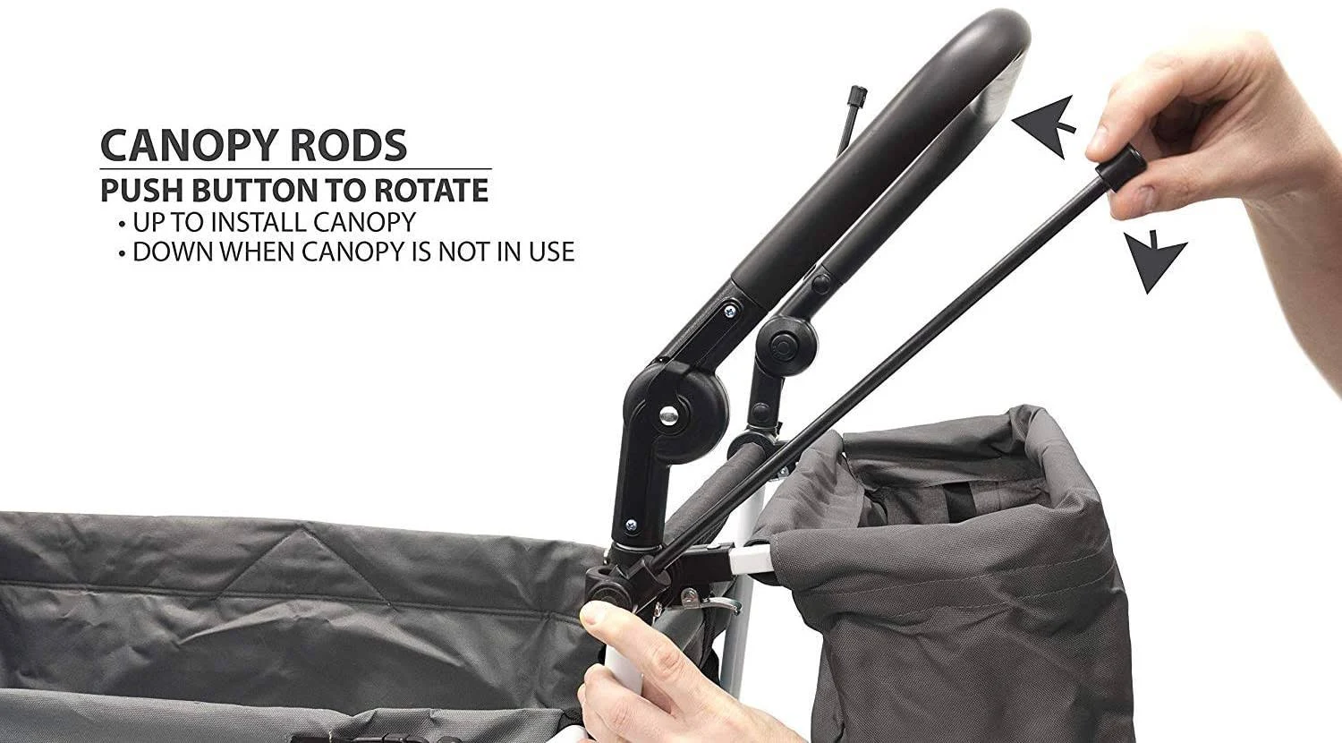 Push Pull Folding Wagon Stroller with Canopy 900580 Black/Gray