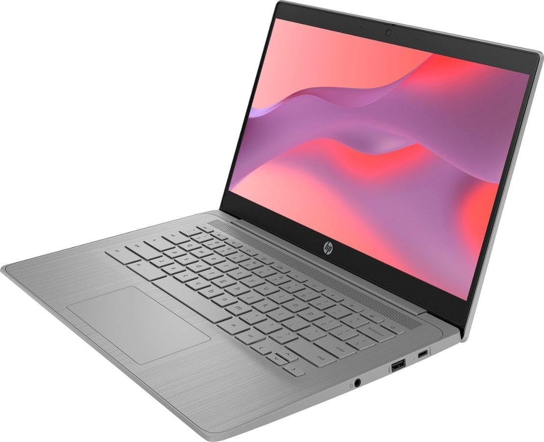 HP Chromebook Thin Laptop Student Business 2024, 14" HD Display, Quad-Core Intel Celeron N4120 Processor, 4GB RAM, 64GB eMMC, HD Webcam, WiFi, Long Battery, Chrome OS +HubxcelAccessory Gray