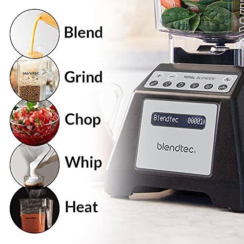 Blendtec Total Classic Original Blender 10 Speed, WildSide+ Jar u0026 Twister Black