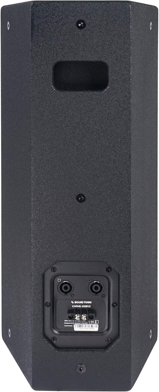 Sound Town Pair of CARME Series Dual 8 2-Way Passive Professional Loudspeaker, Black with Compression Driver and U Bracket for Installation, Live Sound, Karaoke, Bar, Church (CARME-U208B-PAIR)