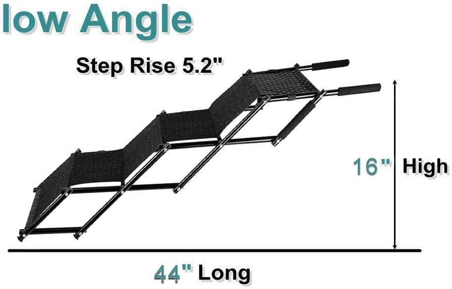 Pet Dog Car Step Stairs, Accordion Folding Pet Ramp for Indoor Outdoor Use, Lightweight Portable Auto Large Dog Ladder, Great for Cars, Trucks and SUVs Cargo, Sailboat, Couch and High Bed, 5 Steps