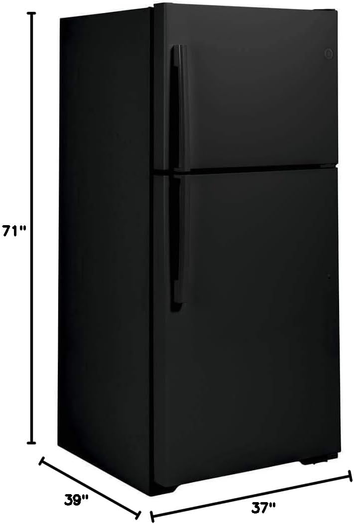 GE GTS22KGNRBB 33" Top Freezer Refrigerator with 21.93 cu. ft. Capacity, LED Lighting, Edge-to-Edge Glass Shelves and Upfront Temperature Controls in Black