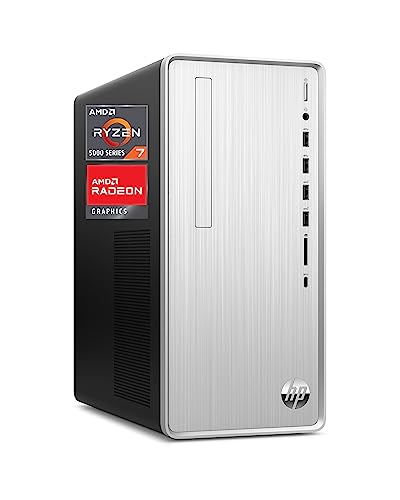HP Pavilion Desktop PC, AMD Ryzen 7 5700G, 16 GB RAM, 512 GB SSD, Windows 11 Pro, Wi-Fi 5 & Bluetooth Connectivity, 9 USB Ports, Wired Mouse and Keyboard Combo, Pre-Built Tower (TP01-2022, 2021)