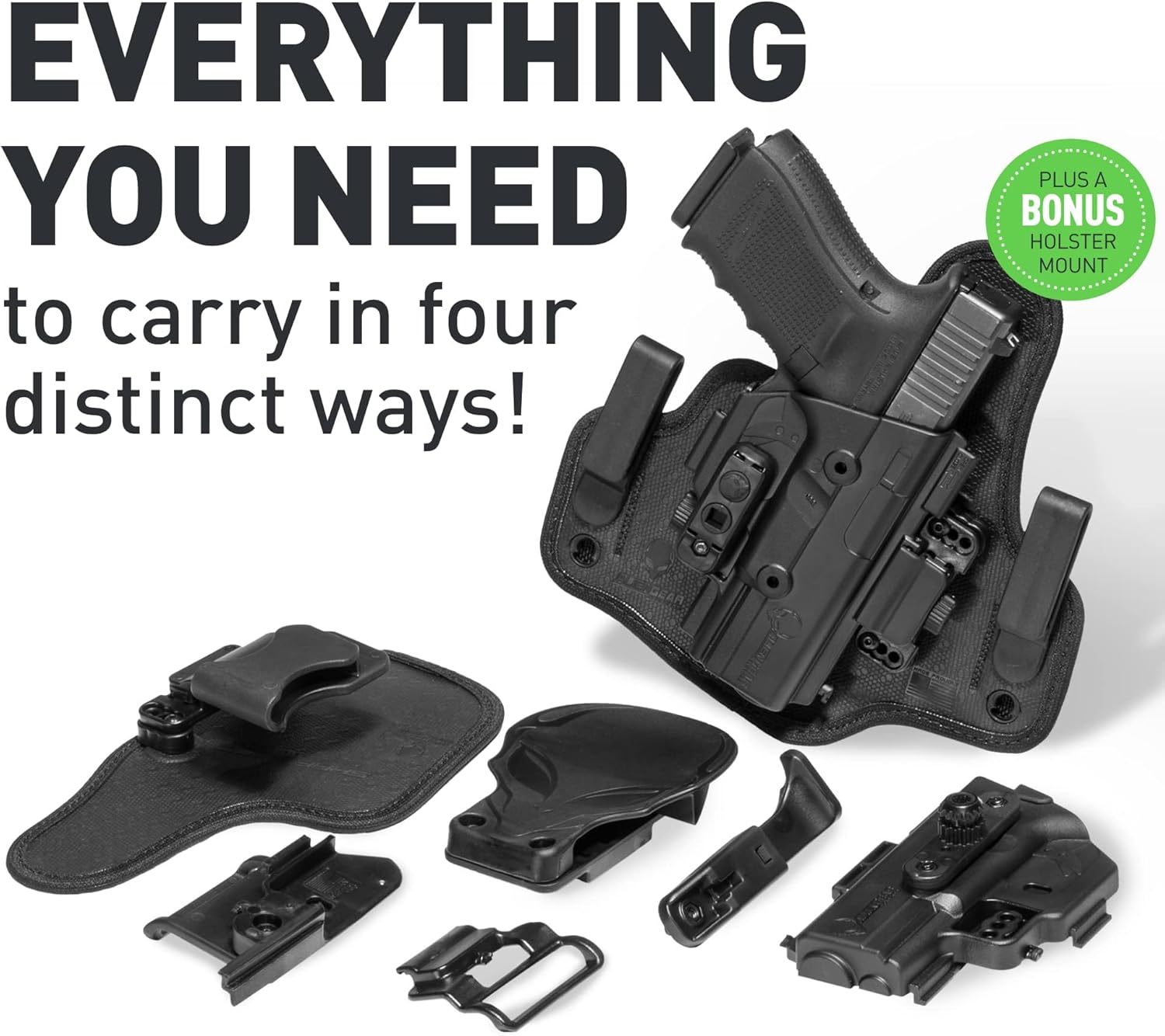 Alien Gear Shapeshift 4 in 1 Holster - IWB, Appendix, OWB Paddle, and OWB Belt Slide Included - Concealed and Open Carry - Tuckable - Right Hand Draw - Glock 22