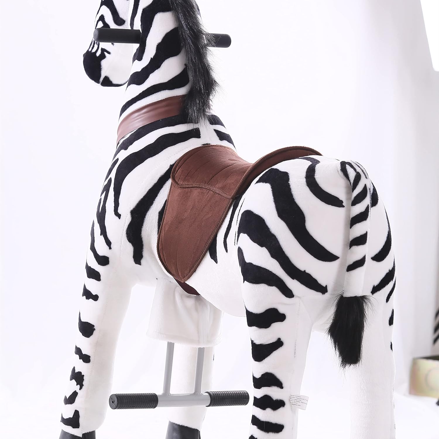 Gidygo Kids Ride on Zebra Riding Horse Toy Pony Rider Mechanical Walking Action Plush Animal Riding Toy for Children for 5-12 Years Old