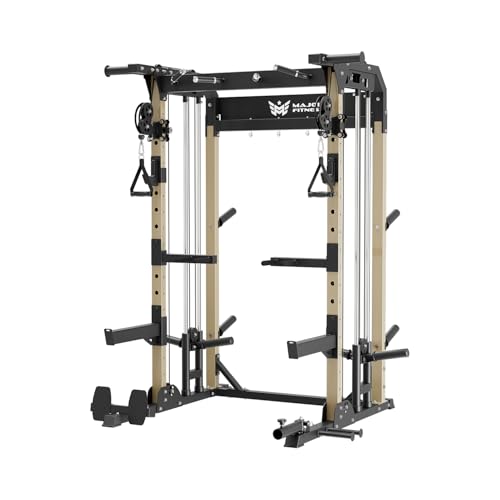 MAJOR FITNESS F22 Multi-Functional Power Rack—1600lbs Capacity All-in-One Squat Rack with Dual Pulley System for Home Gym Strength Training