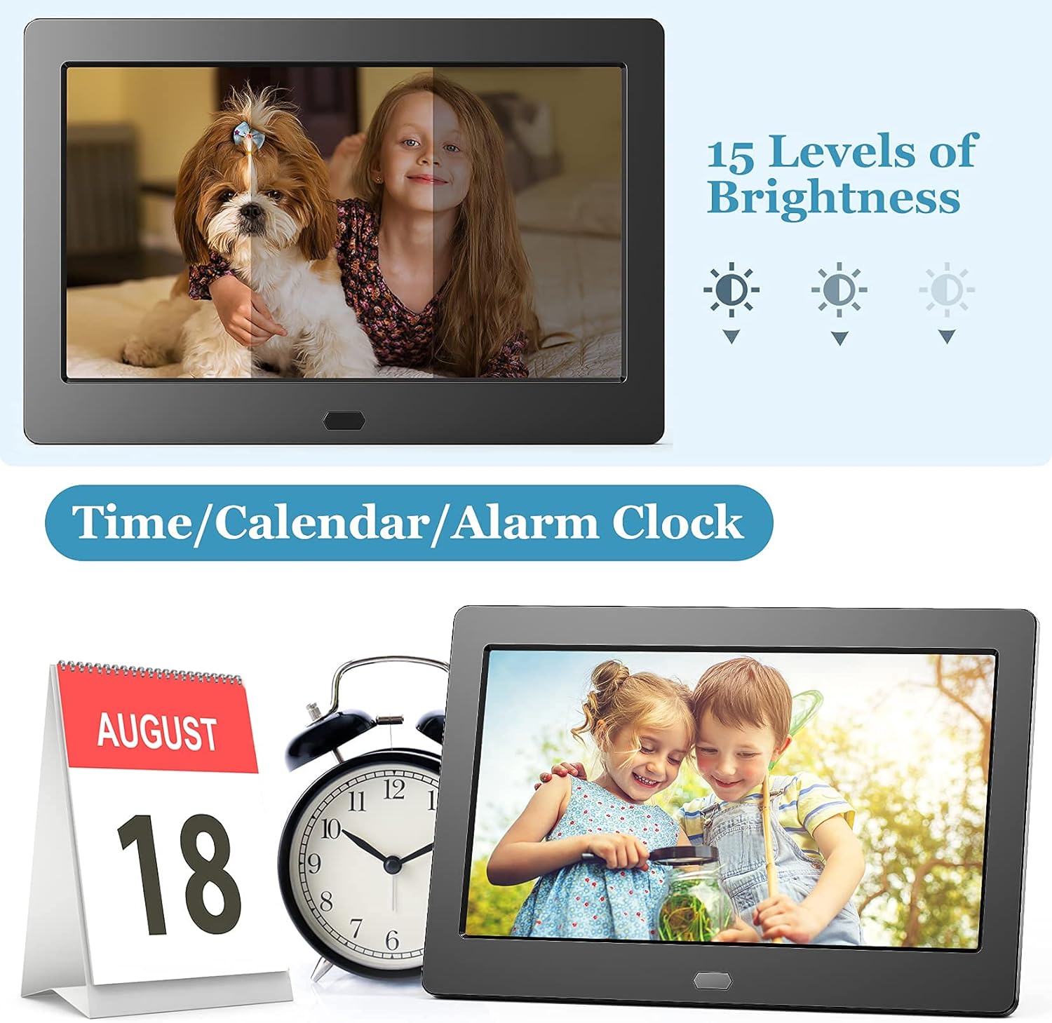 Digital Photo Frame with 8.1 Inch 1920x1080 FHD IPS Screen - Hauyince Digital Picture Frames with Remote Control, Slideshow, Picture Preview, Adjustable Brightness, Calendar, Using SD Card & USB Drive