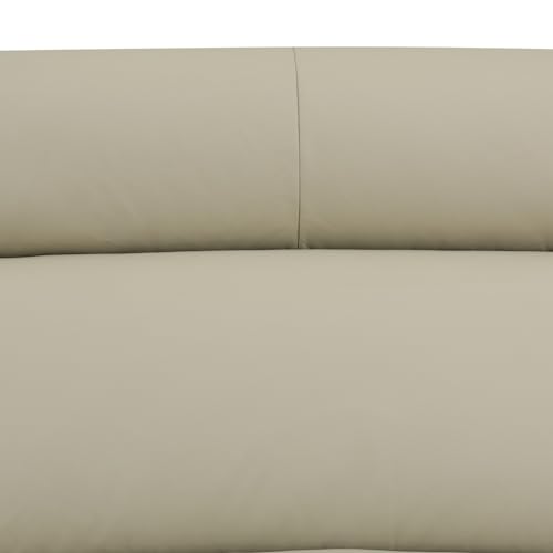 Beige Top Grain Leather and PVC 3-Piece Living Room Recliner Sofa Set for Living Room/House/Bedroom/Office/Apartment(White,LAC)