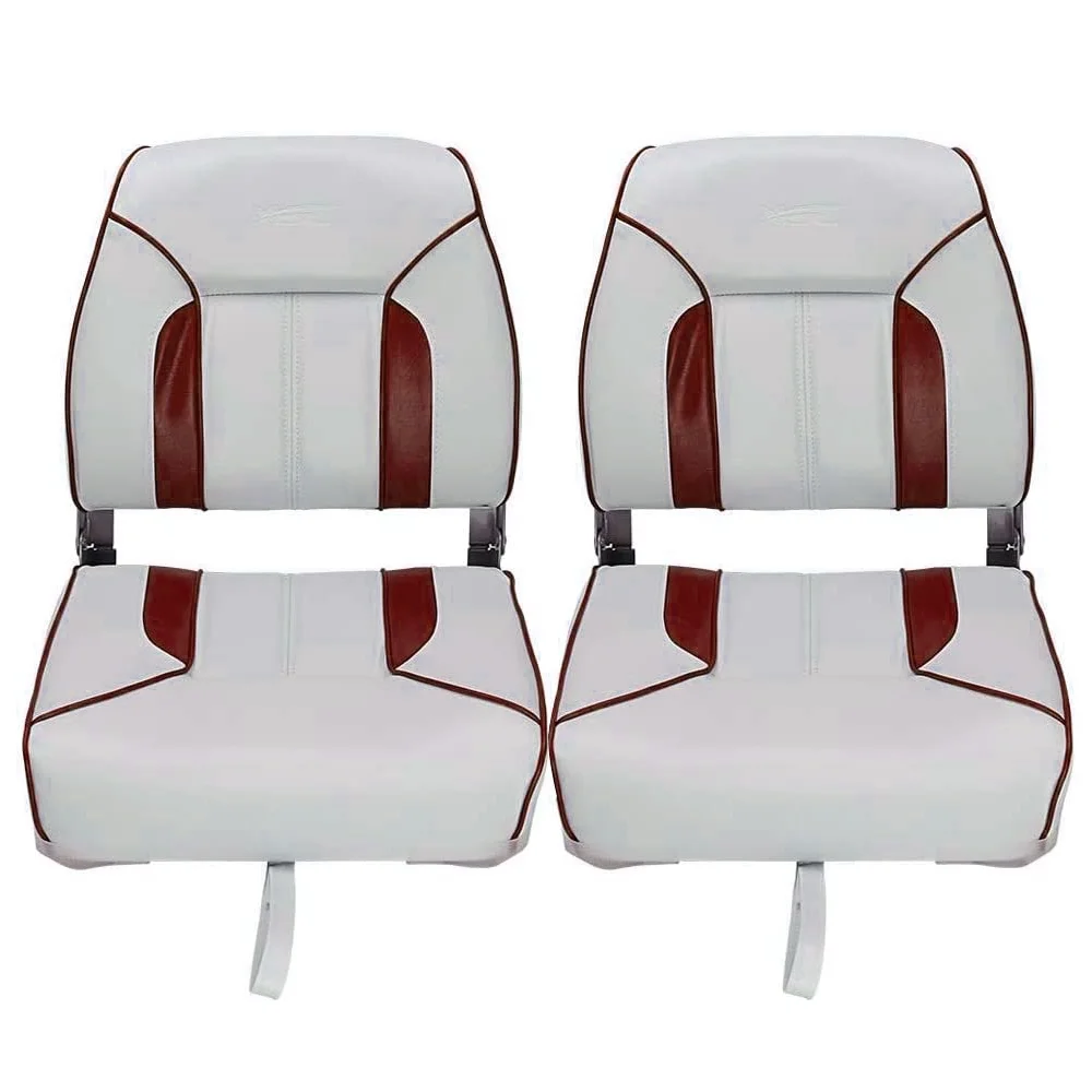 MSC Fishing Folding Boat Seats,One Pair Pack (S103 White/Red)