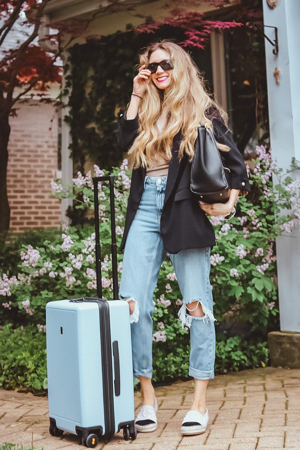 LEVEL8 Elegance PC Matte Hardshell Luggage Set, 20" Carry-On and 24" Checked Medium Luggage - Light Blue
