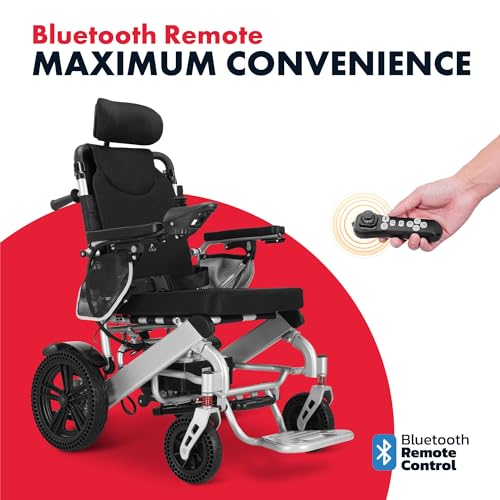 Rubicon DX11 - Reclining Foldable Electric Wheelchairs for Adults - Longest Range 25 Miles of Freedom: Airline Approved Deluxe Electric Wheelchair with Dual 12AH Lithium Batteries, 600W Motor (Model4)