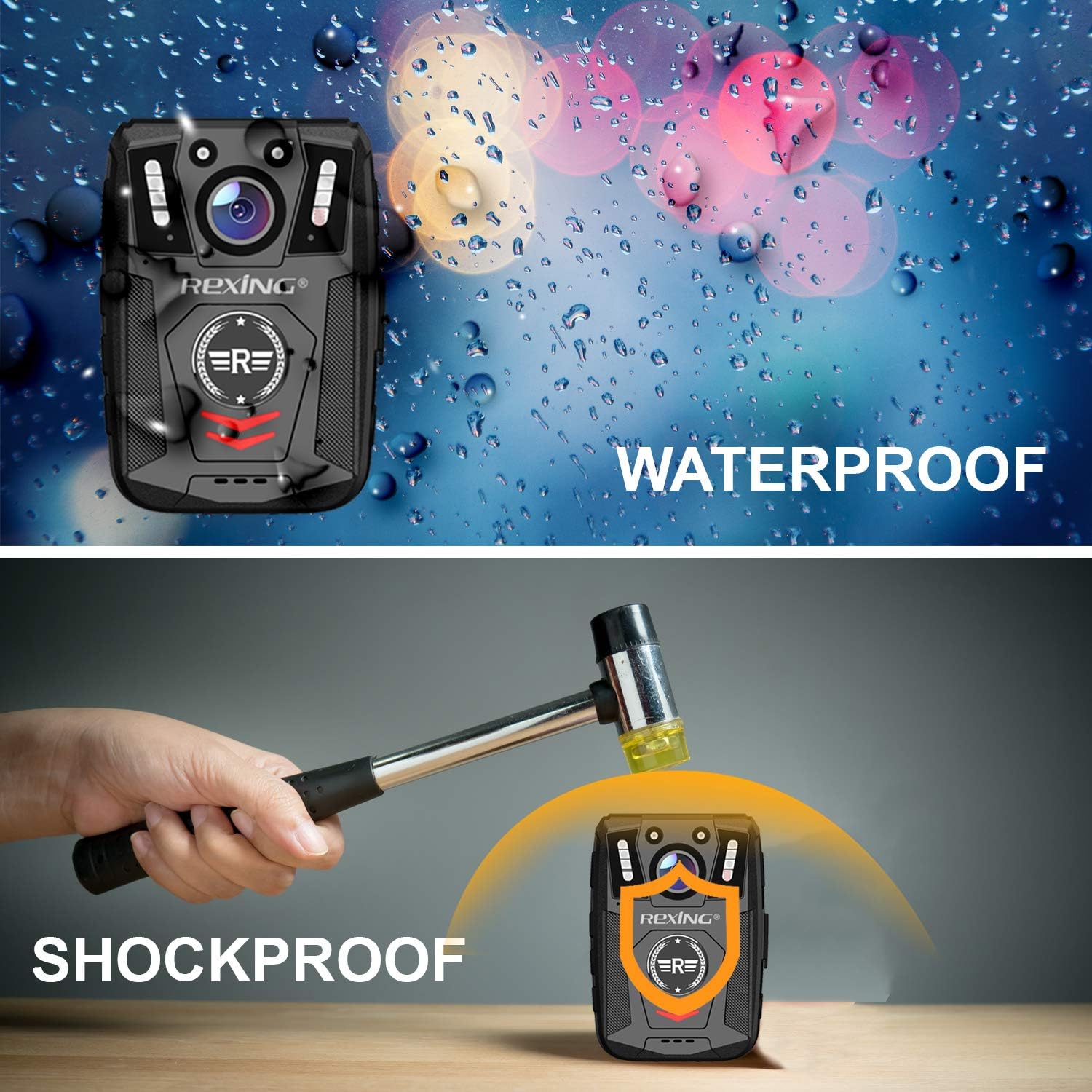 Rexing P1 Body Worn Camera, 2” Display 1080p Full HD, 64G Memory,Record Video, Audio & Pictures,Infrared Night Vision,Police Panic Mode, 3000 mAh Battery,10HR Battery Life,Waterproof,Shockproof