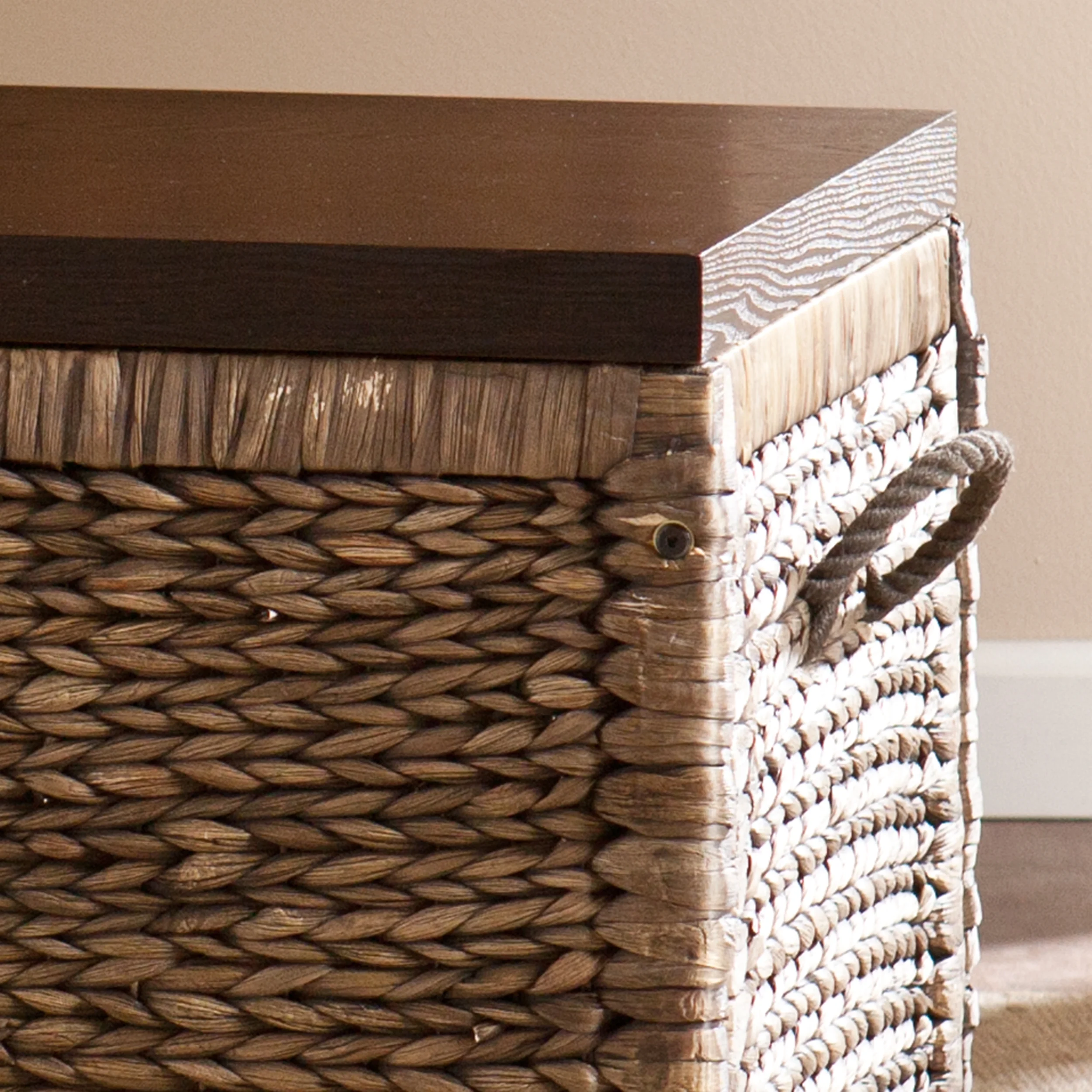 Samford Water Hyacinth Storage Trunk, Blackwashed with Espresso