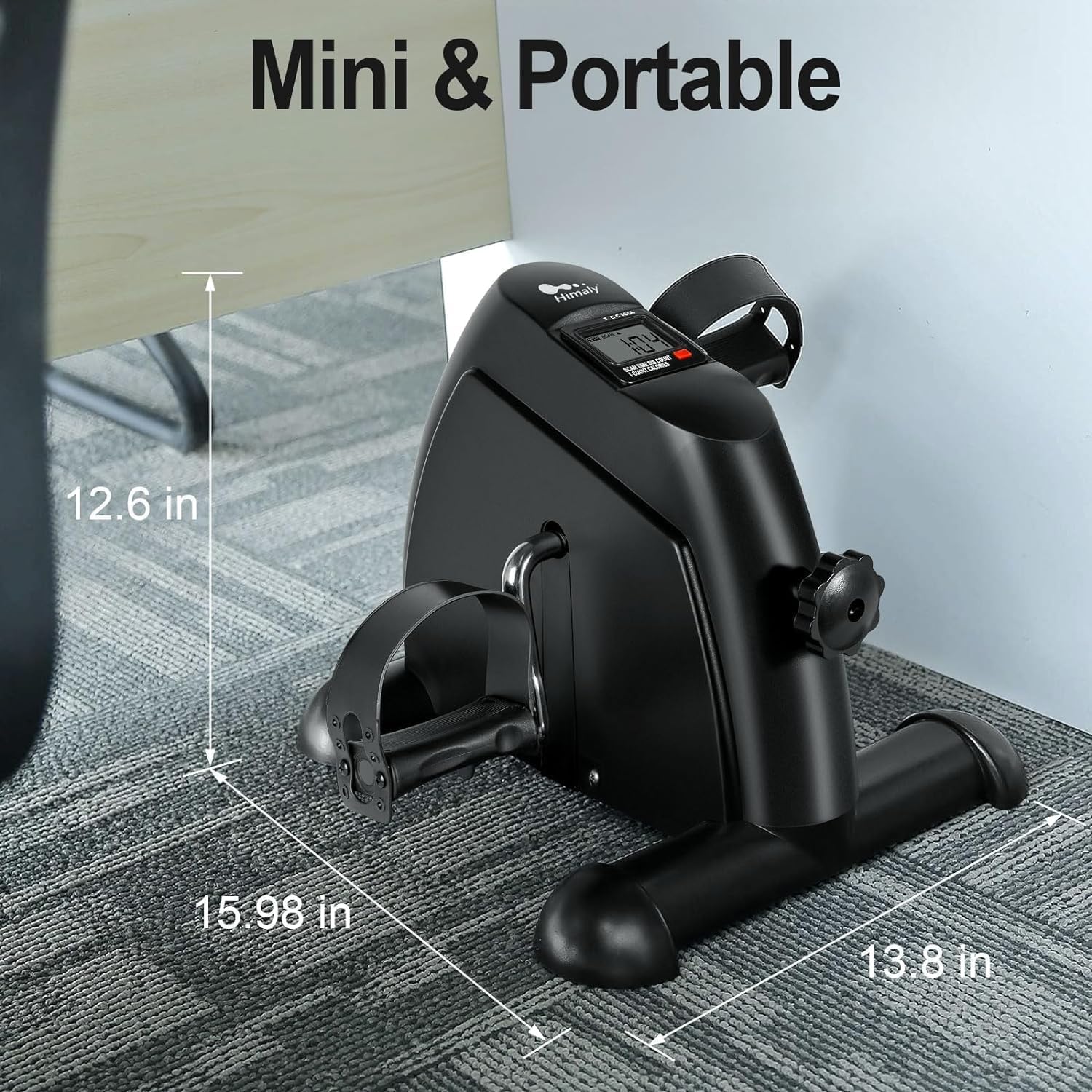 Mini Exercise Bike, Under Desk Bike Pedal Exerciser Portable Foot Cycle Arm & Leg Peddler Machine with LCD Screen Displays