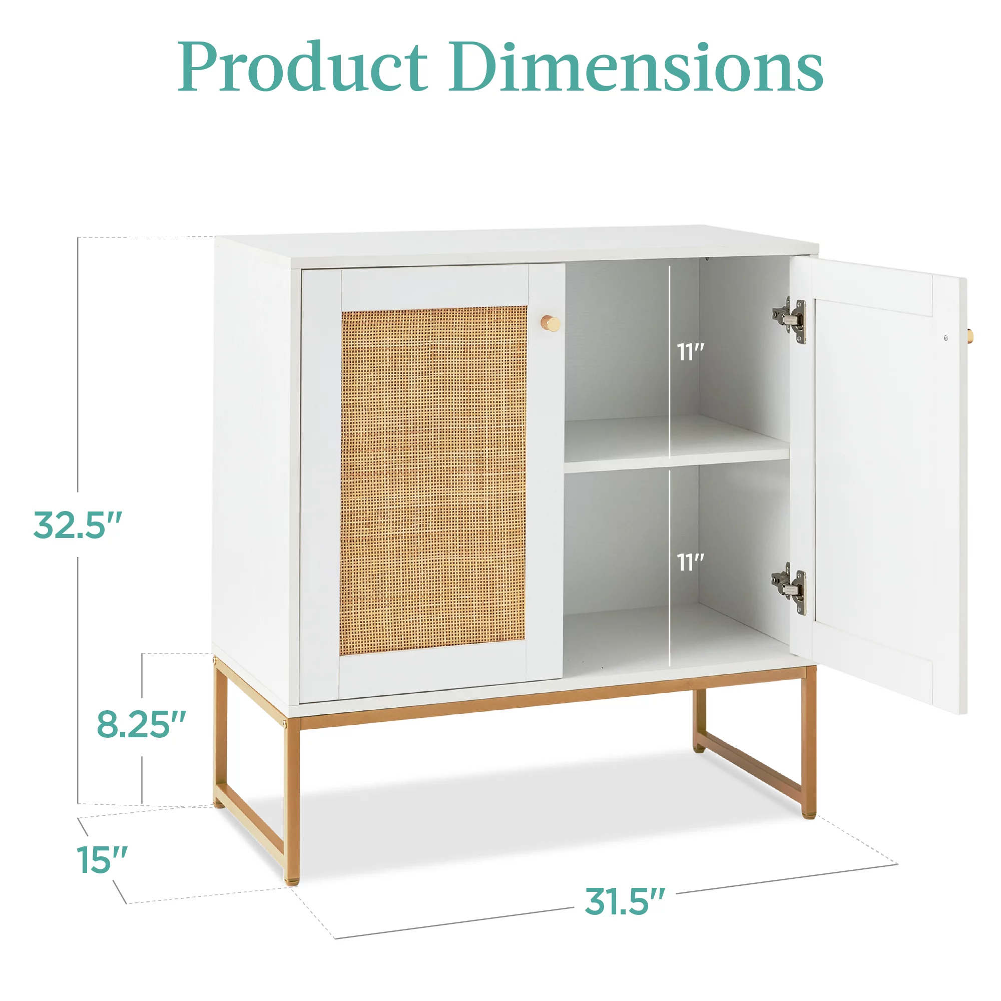 Best Choice Products 2-Door Rattan Storage Cabinet, Accent Furniture, Cupboard w/ Non-Scratch Foot Pads - White