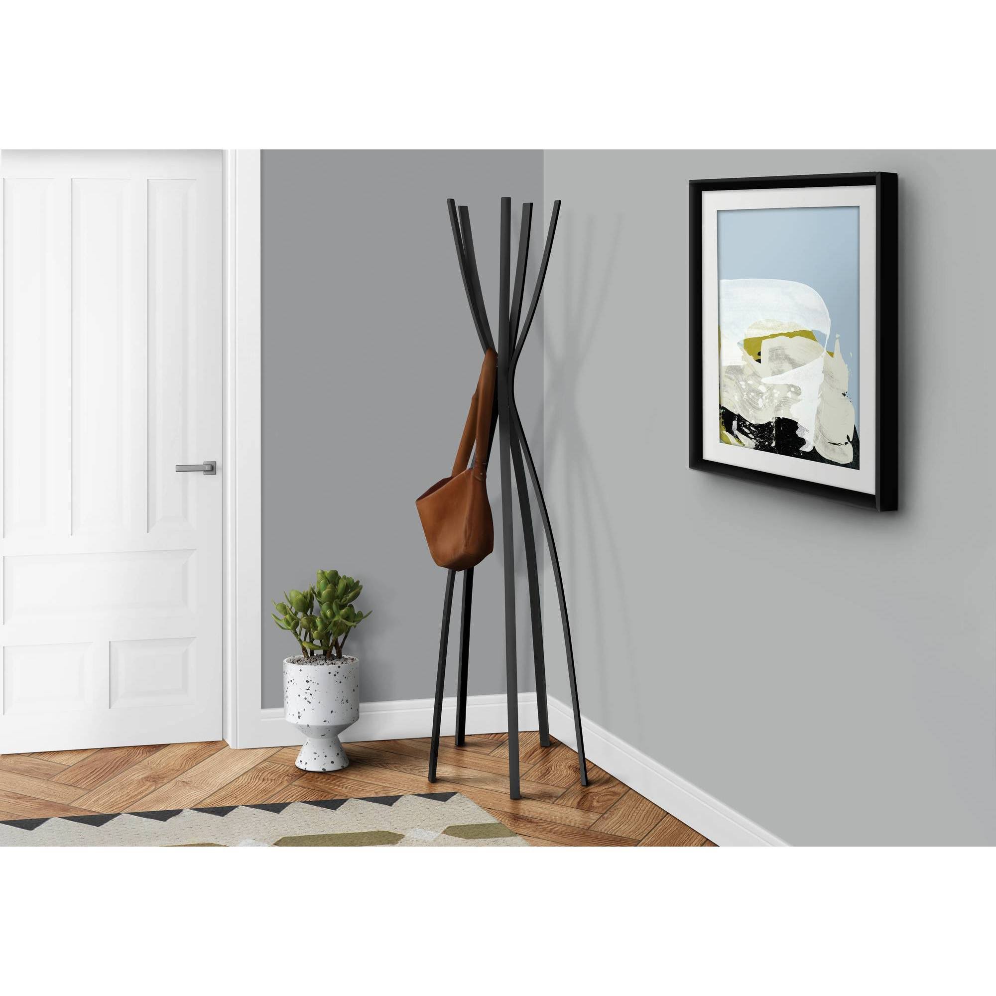72x22 Contemporary Metal Coat Rack Satin Black - EveryRoom