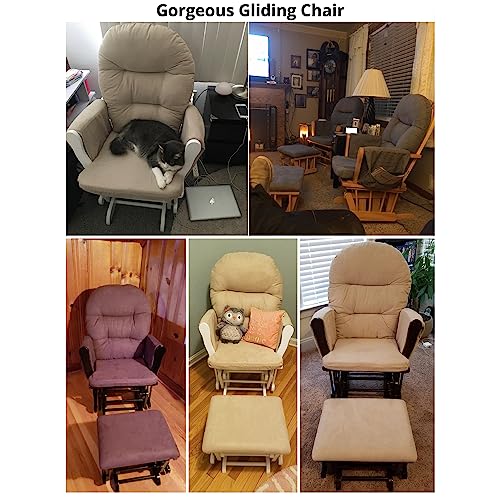 Brisbane Nursery Glider & Ottoman Sets, Glider Recliner Nursery Rocking Chair Nursery Glider Rocker with Ottoman, Reclining Gliders & Chairs for Breastfeeding, Maternity, Napping, Pecan/Dark Gray