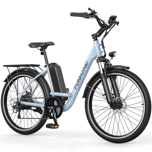 Electric Bike for Adults, 26" 1000W Peak City Cruiser Ebike, 21.7MPH 50 Miles Commuter Electric Bicycle with 48V 374.4WH Removable Li-ion Battery, Adjustable Stem, Rear Rack, Fenders, 7-Speed