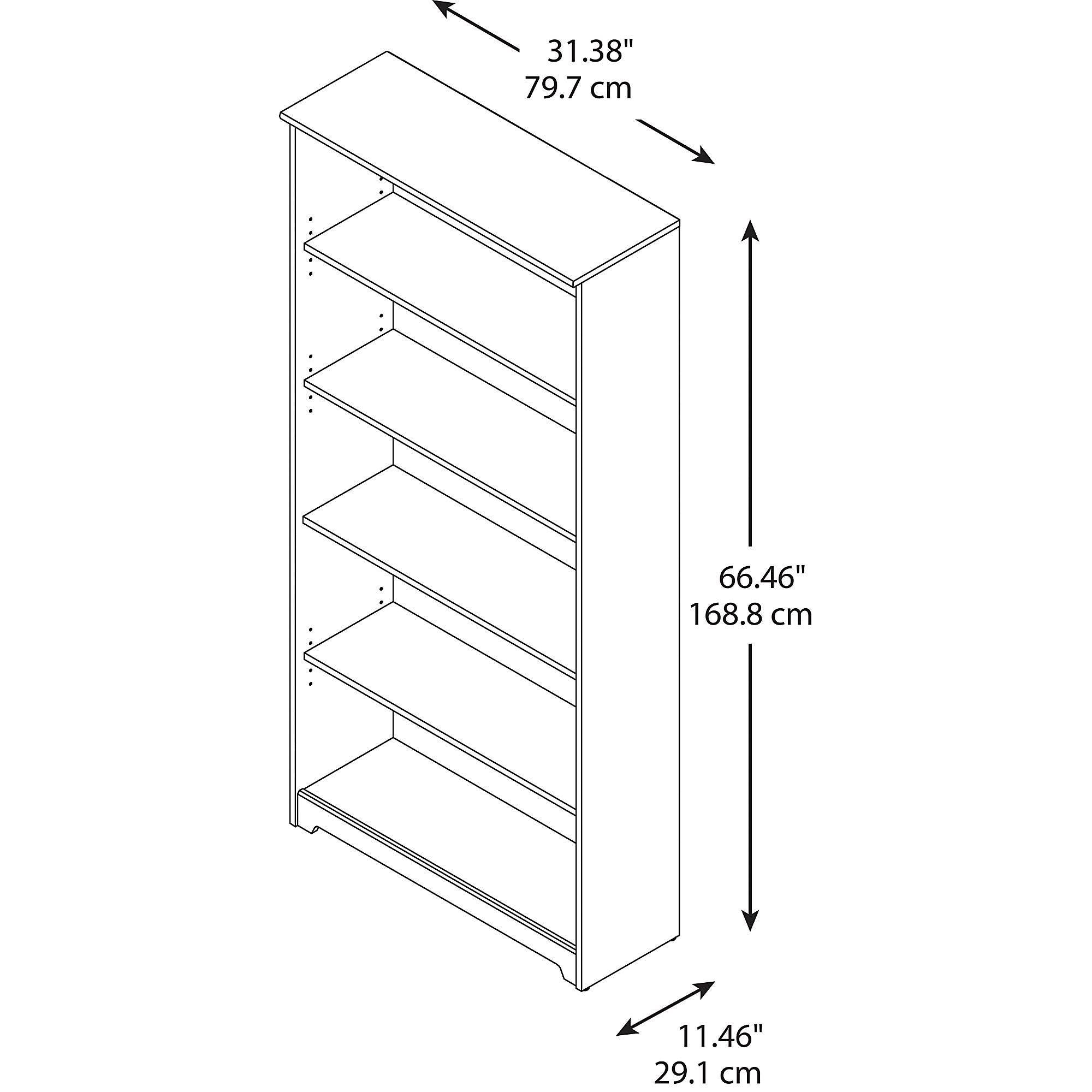 Bush Furniture Cabot Tall 5 Shelf Bookcase in Modern Gray