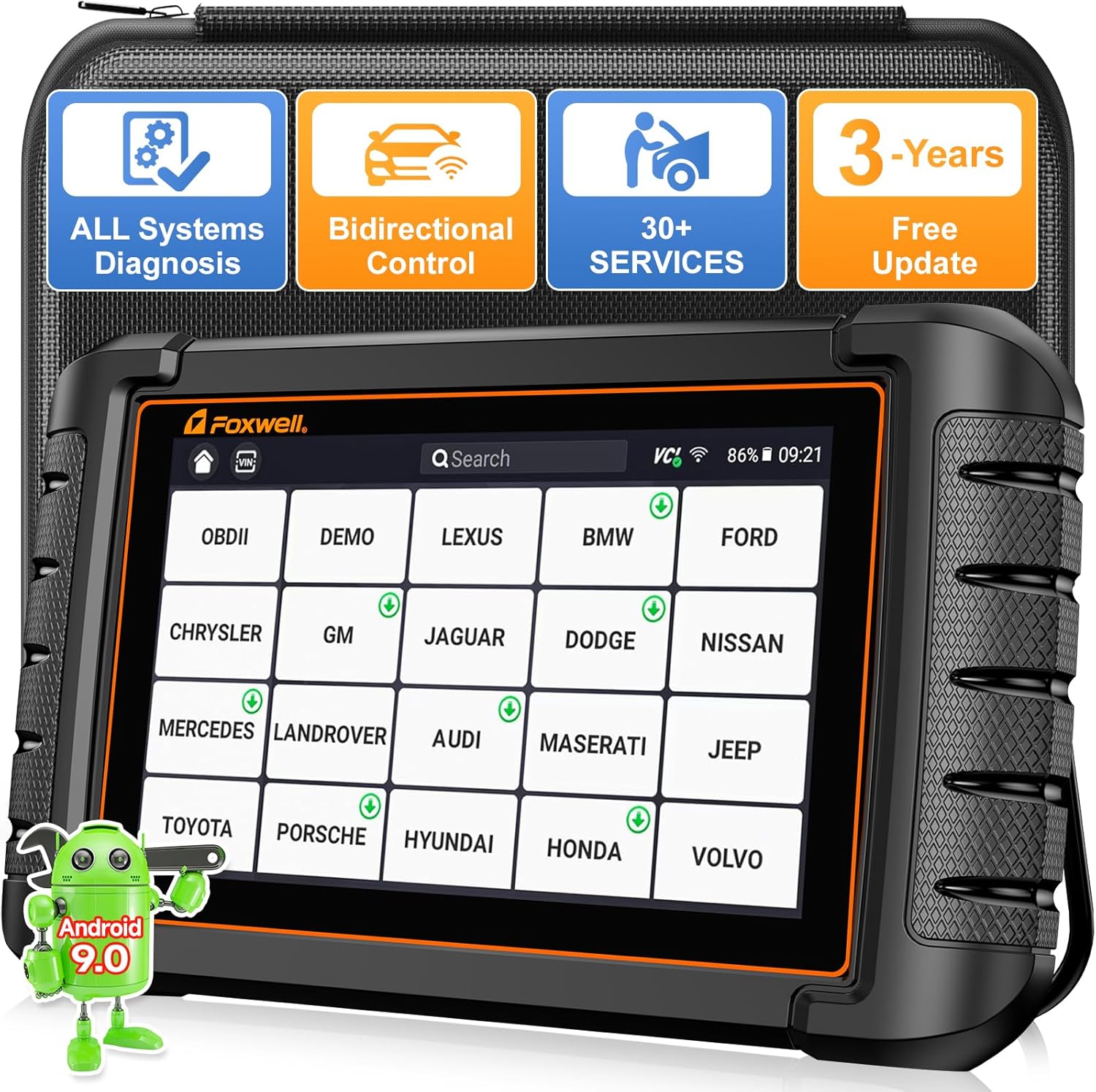 2024 FOXWELL Scanner NT809 Bidirectional Scan Tool, OBD2 Scanner for Car with 30+ Services, Active Test, ABS/Oil/Injector Coding, 3 Year Update, All System Car Diagnostic Scanner, FCA Autoauth