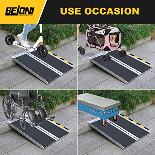 6FT Folding Aluminum Wheelchair Ramp for Home, 600 lbs Capacity, Non-Skid Portable Ramp, Folding Ramp for Wheelchairs, Ramp for Wheelchairs for Home, Steps, Stairs, Doorways