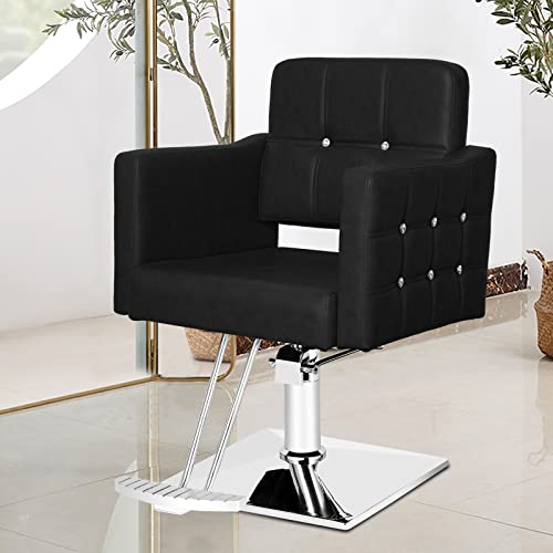Paddie Salon Chair for Hair Stylist, Height Adjustable Hydraulic, Beauty 360 Degrees Rolling Swivel Hair Salon Equipment for Hair Stylist Women Man (Black)