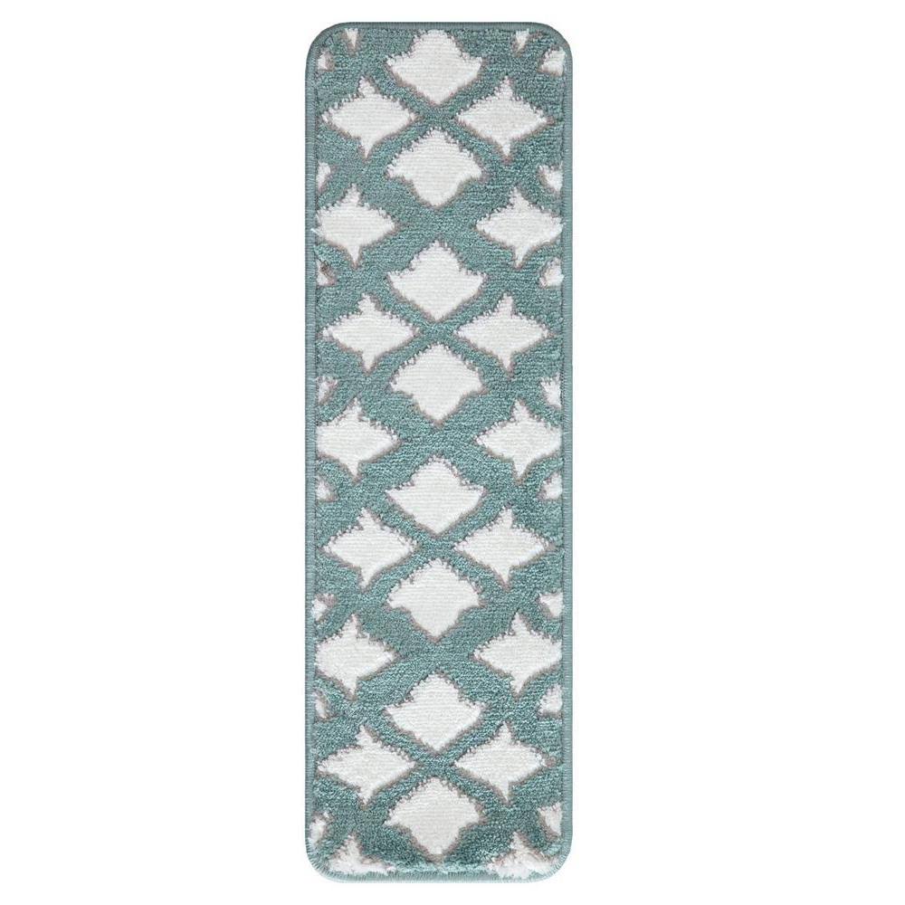 Sussexhome Floral Collection Stair Treads (13-PACK - Teal-White), Green
