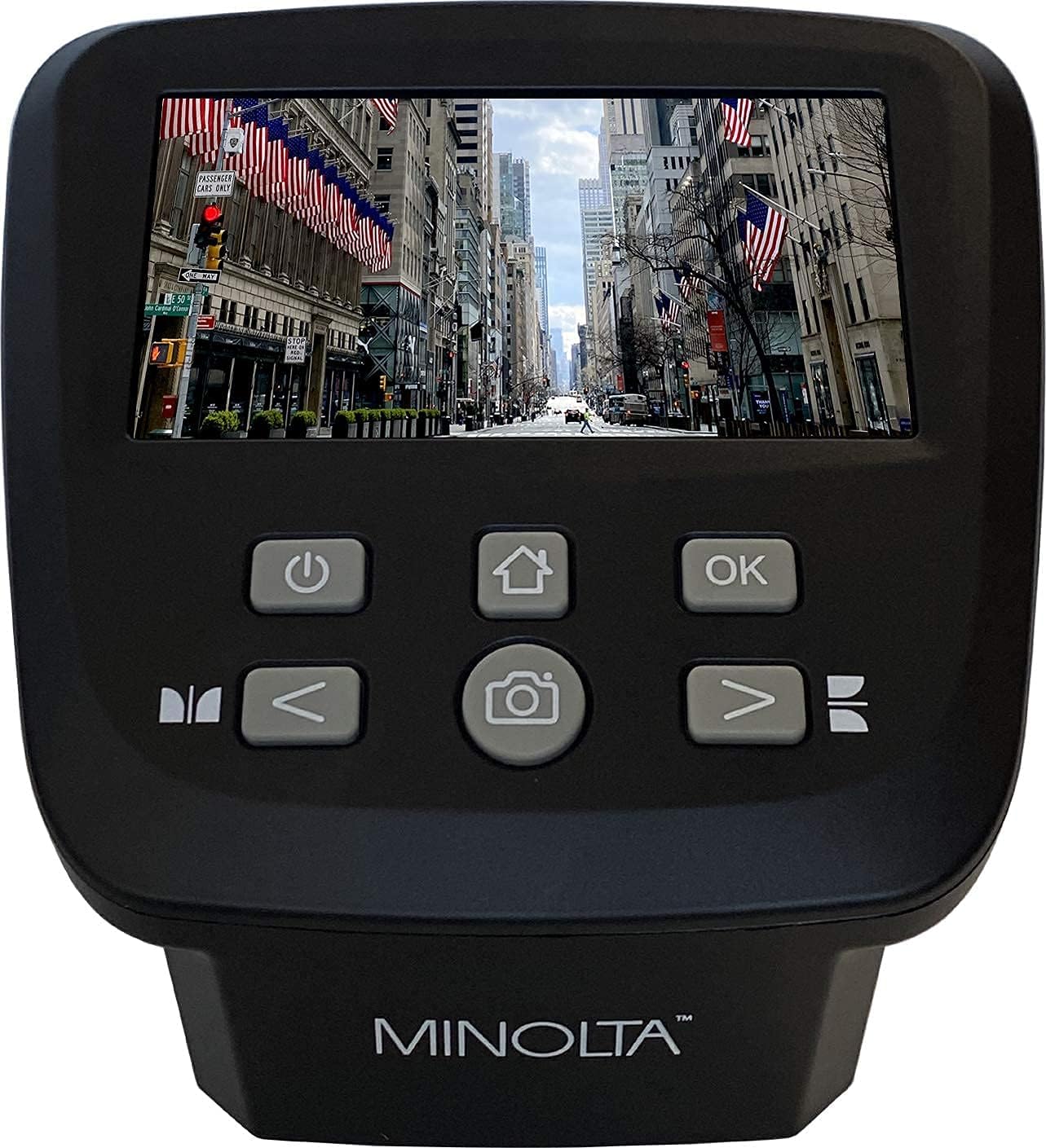 MINOLTA Film & Slide Scanner, Large 5 Screen, Convert Color & B&W 35mm, 126, 110 Negative & Slides, Super 8 Films to High Res 22MP JPEG Digital Photos, 16GB SD Card, Worldwide AC Adapter (Black)