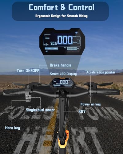 Ruitoo® Electric Scooter, 1000W/1600W/5600W Motor, Off Road Electric Scrooter Adults, 27/32/34/47Mph Top Speed, 28/35/44/50/53 Miles Max Range, Foldable E-Scooter Support Return
