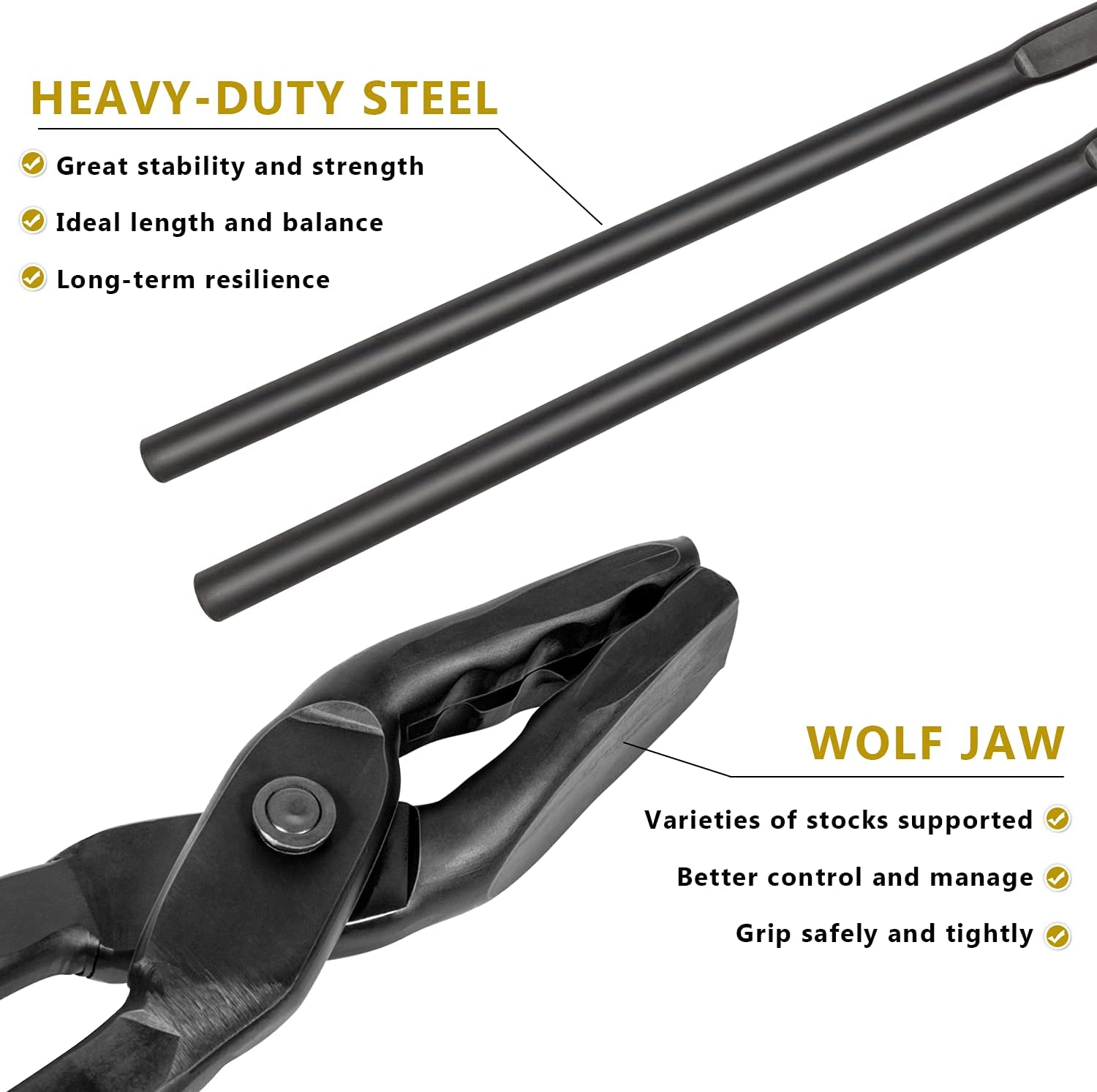 Blacksmith 17” Wolf Jaw Tongs and Hammer Tool Set Essential Tools for Blacksmith Bladesmith Forge Pack of 2