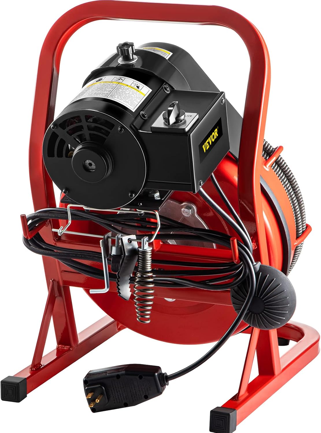 VEVOR Drain Cleaner Machine, 75 Ft x 1/2 Inch Drain Cleaning Machine Fits 1 to 4 Inch Pipes, Portable Drain Auger Cleaner with 4 Cutters, Electric Drain Clog Remover Plumbing Tool