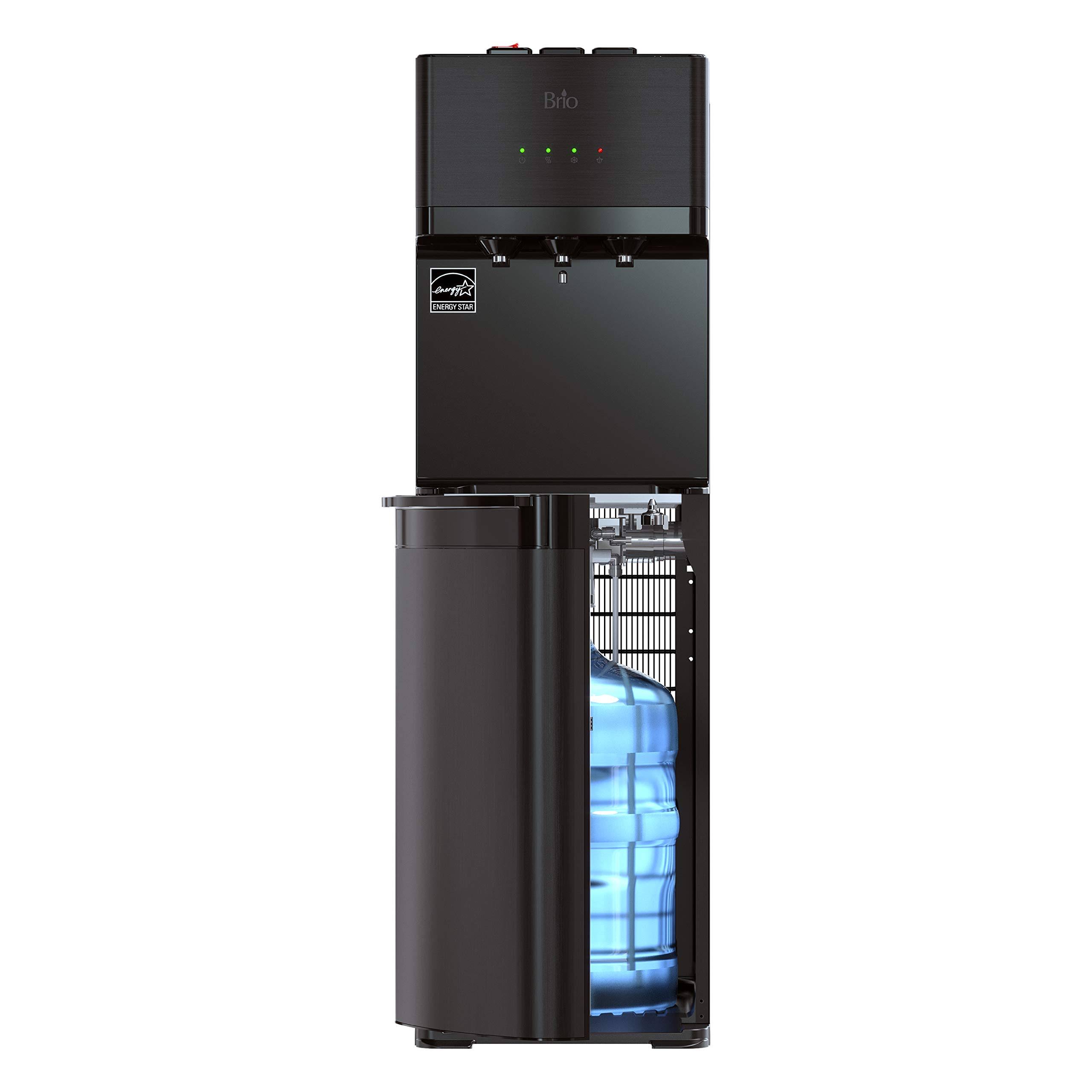 Brio 500 Series Hot, Cold and Cool Water Self Cleaning Bottom Loading Water Cooler Water Dispenser 3 Temperature Settings, Black