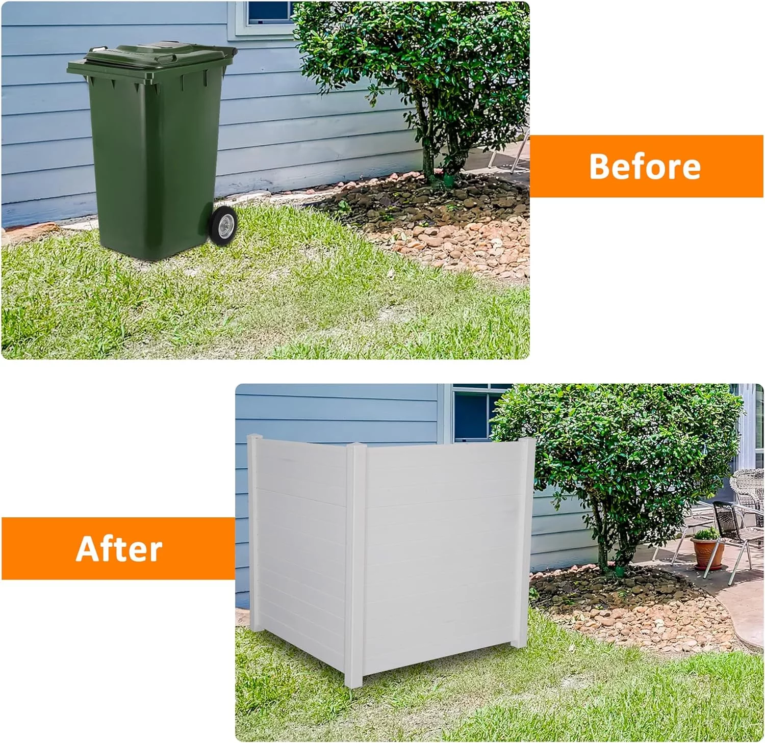 Outdoor Privacy Screen, Vinyl Privacy Fence Panels for Outside Units, Garden, Air Conditioner Enclosure, Pool Equipment, Trash Can, Privacy Screen Kit, 48" W X 48" H (2 Panels)
