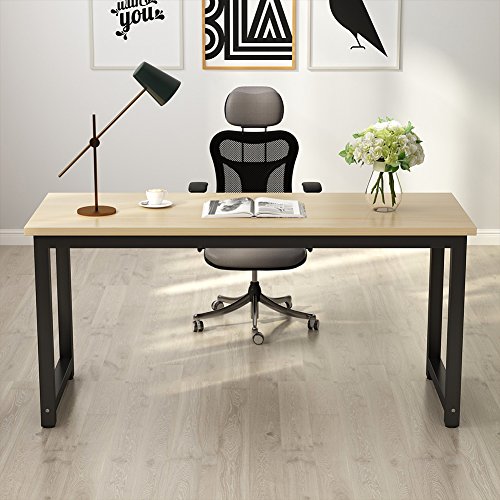 Tribesigns Modern Computer Desk, 63 x 31.5 inch Large Executive Office Desk Computer Table Study Writing Desk Workstation for Home Office, Spliced Desktop, White