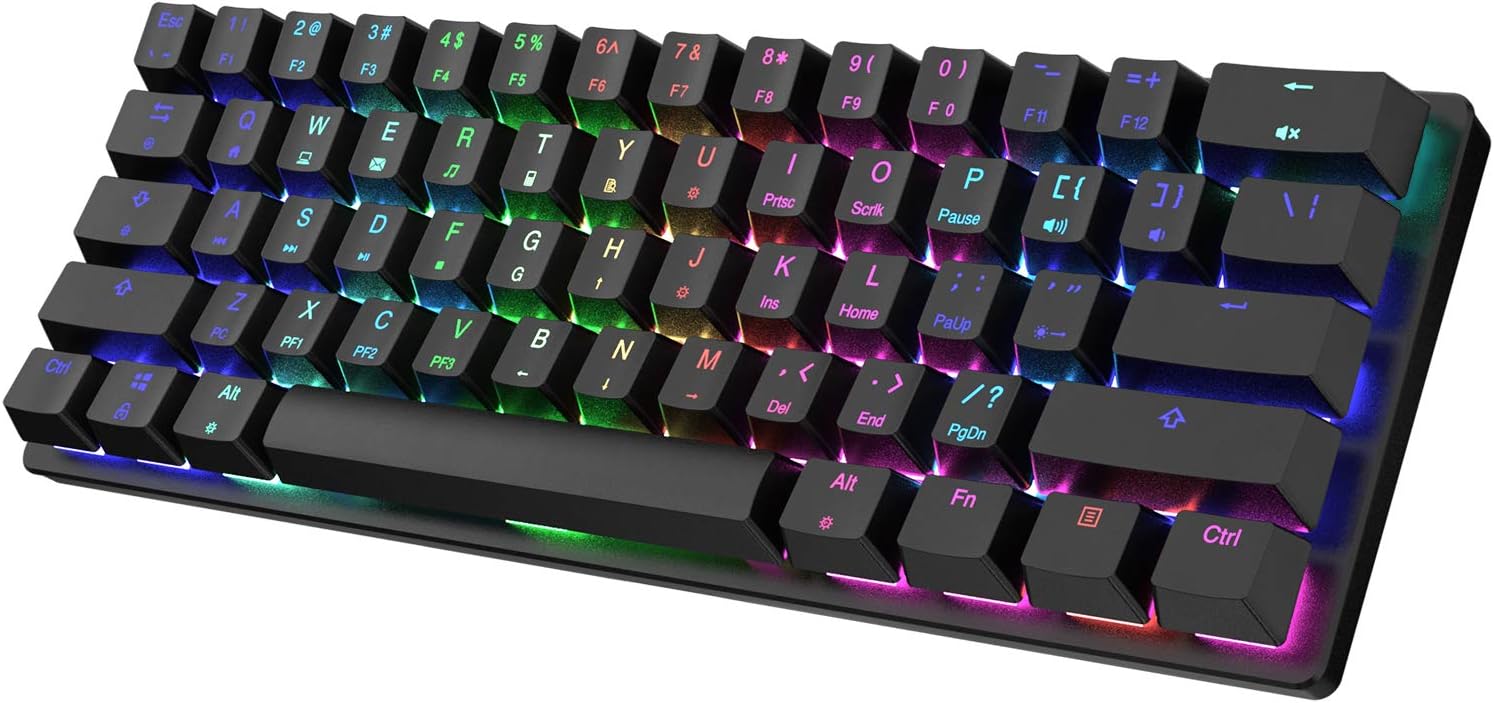 STOGA 60% Gaming Keyboard, RGB Mechanical Keyboard, Small 61-Key Wired Brown Switch Mini Keyboard, White Computer Keyboard for Gaming/Office/PC/Mac
