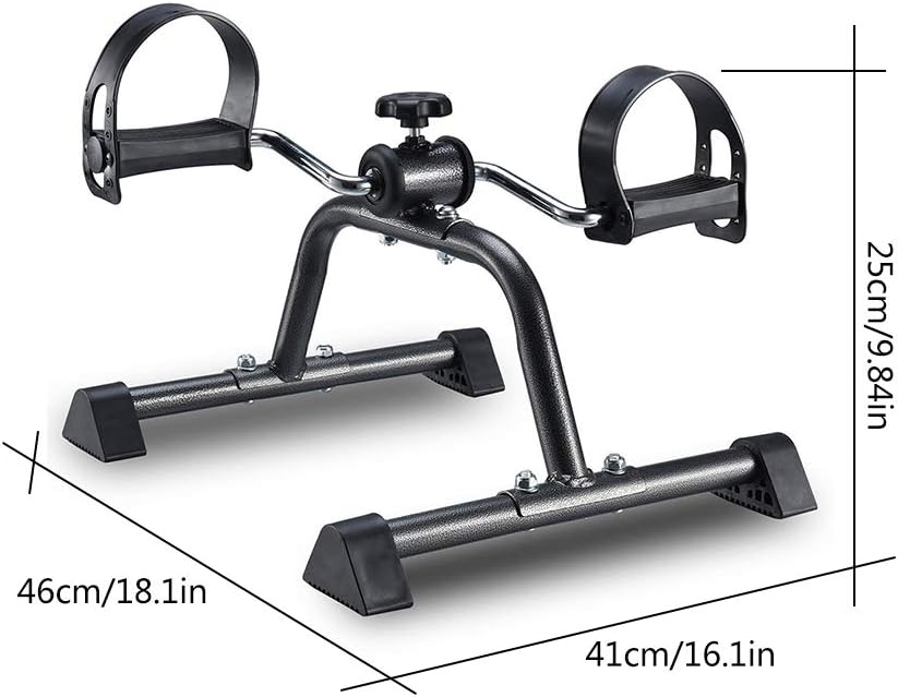 Medical Folding Pedal Exerciser,Portable Exercise Bike Chrome Frame Exercise Pedals For Arms And Legs Workout Under Desk Mini Cycle Bike Black 120kg Support