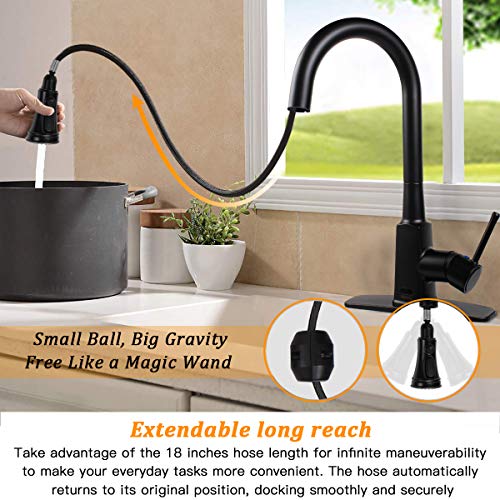 Touchless Kitchen Faucet,Soosi Motion Sensor Single Handle Automatic Kitchen Faucets One/3 Hole 3-Function Kitchen Faucets with Pull Down Sprayer Spot Free Polished Chrome Solid Brass Stainless Steel