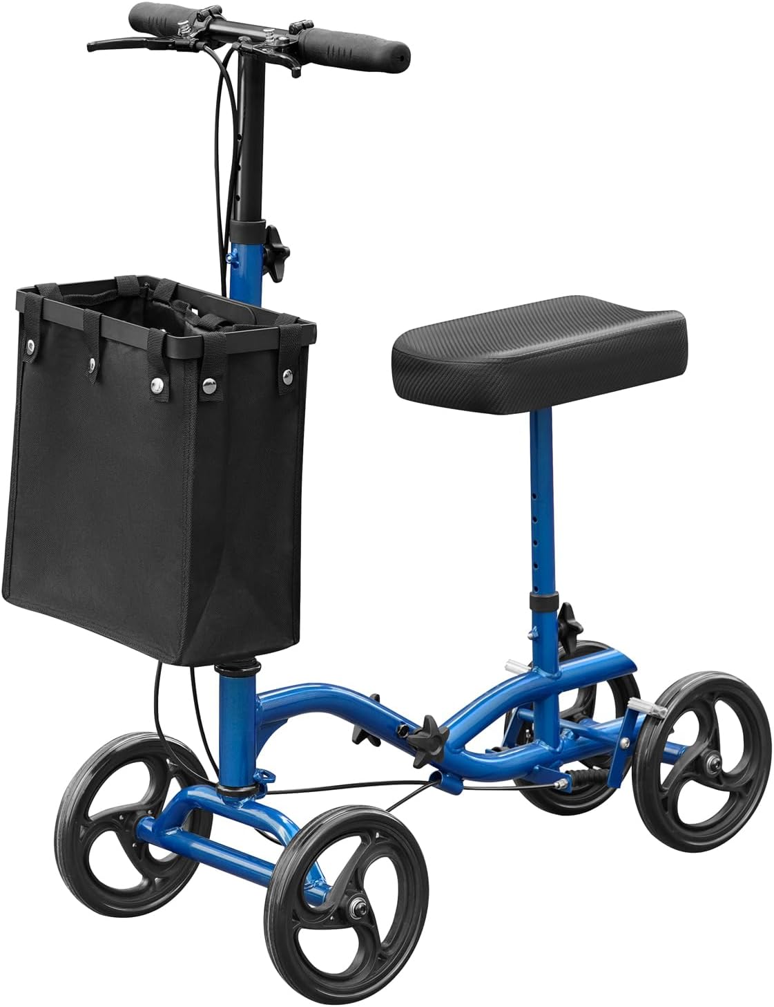 All Terrain Steerable Knee Scooter Deluxe Medical Scooter for Adults for Foot Injuries, Foldable Knee Walker Leg Crutch Alternative, 8" Solid Wheel, Blue